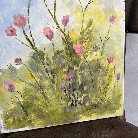 Original Painting Pretty Pastel Flower Scene - Picture 3 of 4